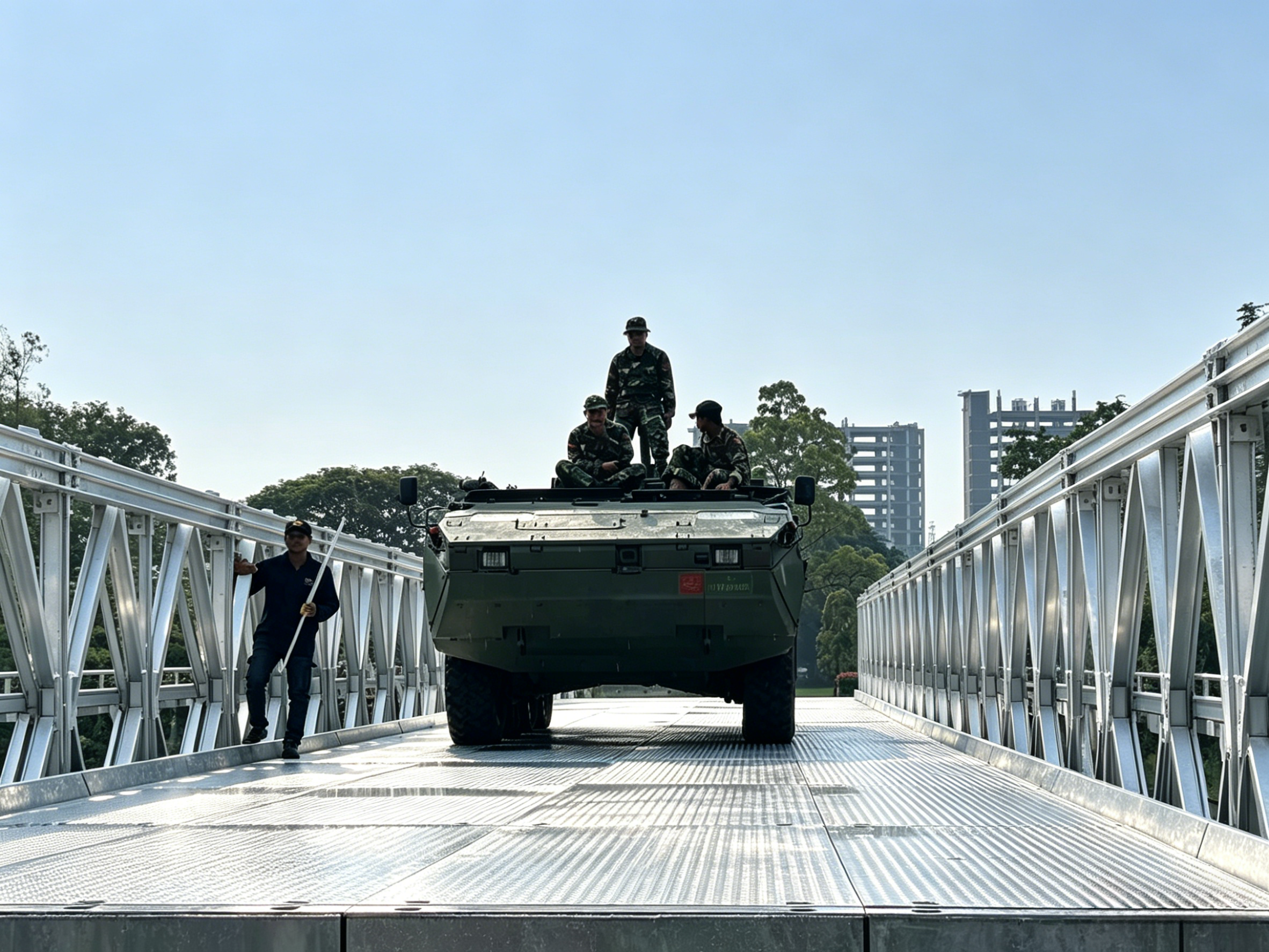Indonesian double-layer single-row reinforced 200-type galvanized Bailey bridge